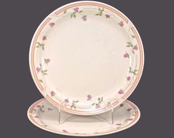 Pair of Gibson Designs It's the Berries large dinner plates. Utensil marks (see below).