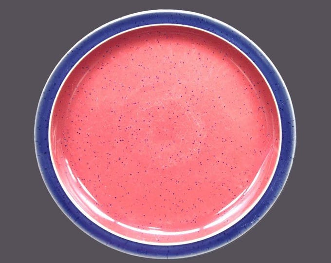 Denby Harlequin red and blue salad plate. Vintage stoneware made in England. Red center, blue rim. Sold individually.