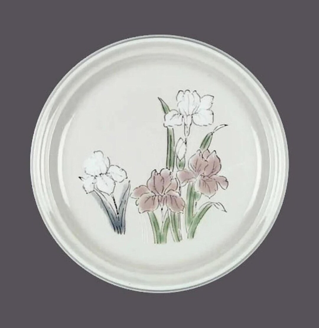 Vintage Home Scenery Dinner Plate, Floral Stoneware, Made in Japan