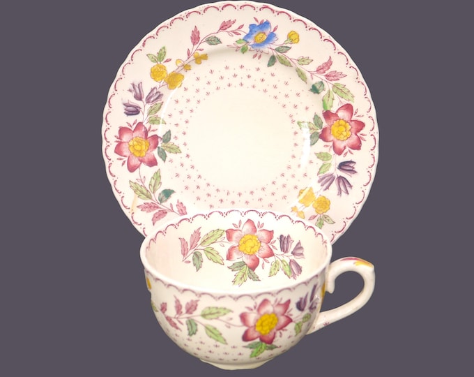 Art-deco era Masons Arbor tea cup and plate for tea and toast. Masons Patent Ironstone made in England.