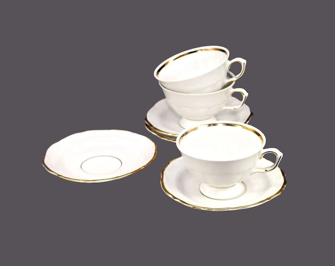 Three Walbrzych Glory cup and saucer sets with bonus orphaned saucer made in Poland.