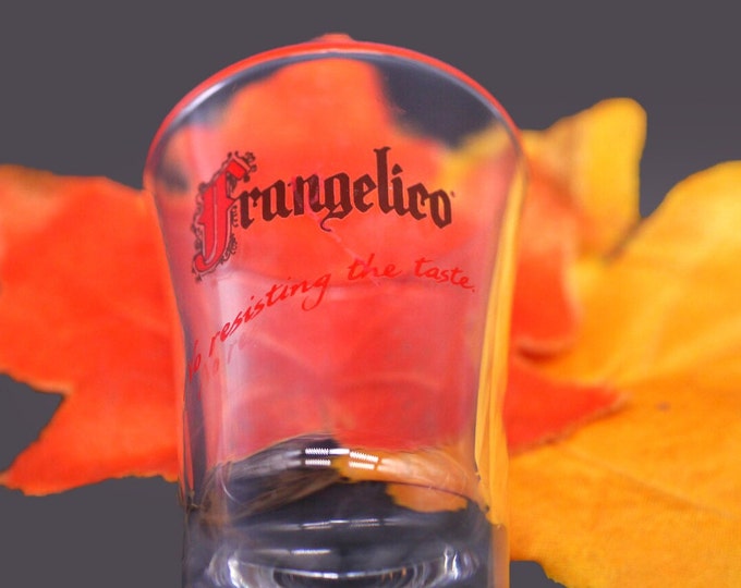 Frangelico No Resisting the Taste commercial quality, etched-glass shooter | shot glass, weighted base.