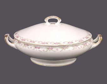 Antique Hermann Ohme RPS Prussia Silesia OHM39 Bridal Rose covered serving bowl.