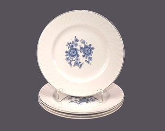 Four Wedgwood Royal Blue Ironstone bread plates made in England. Flaw (see below).