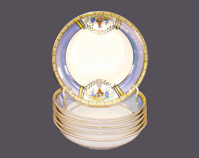 Six almost antique Noritake | Morimura | hand-painted Nippon fruit nappies, dessert bowls.