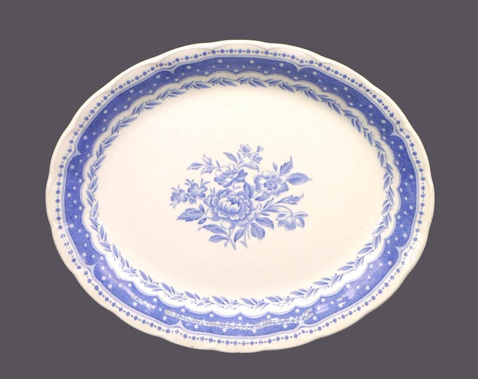 Grindley Avon Blue large oval platter. Blue-and-white tableware made in England.