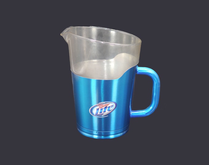 Miller Lite Beer Carolina Panthers 48 oz NFL glass and metal beer pitcher.