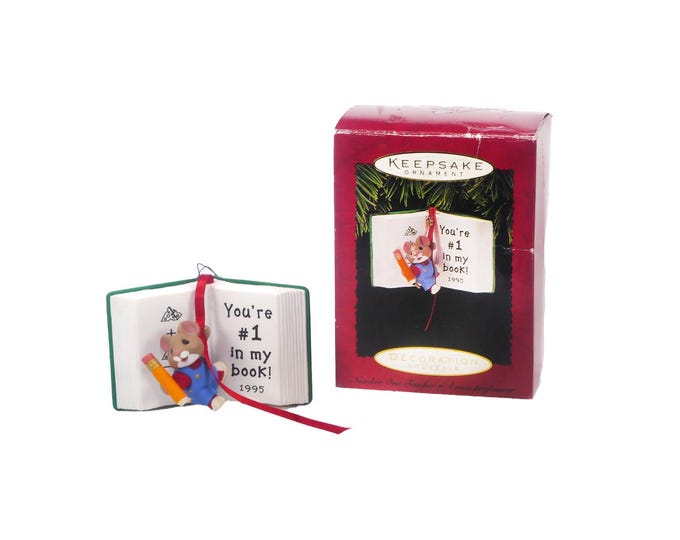 Hallmark Keepsakes Christmas tree ornament You're #1 in My Book. With box. Issued in 1995.