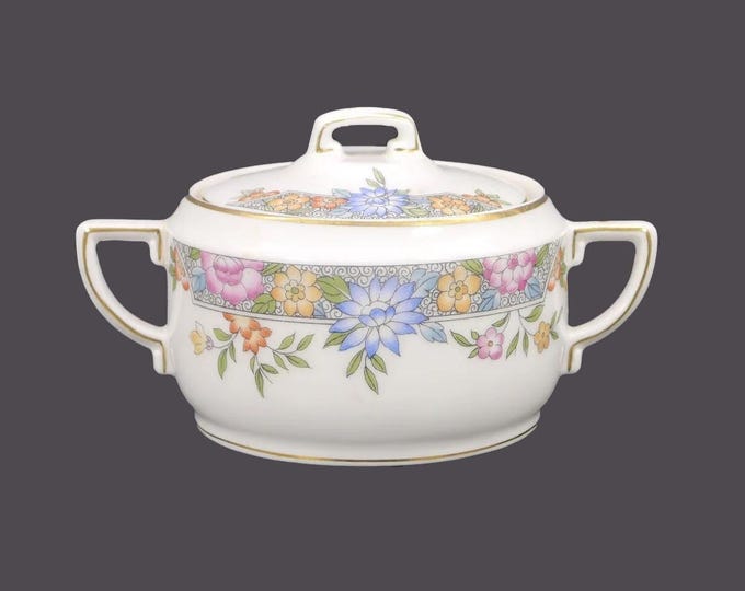 Antique Hutschenreuther Royal Bavarian Vernon art nouveau covered sugar bowl made in Germany.