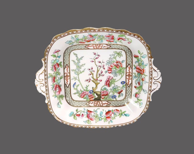 Antique Victorian-era Coalport Indian Tree handled cake plate made in England.