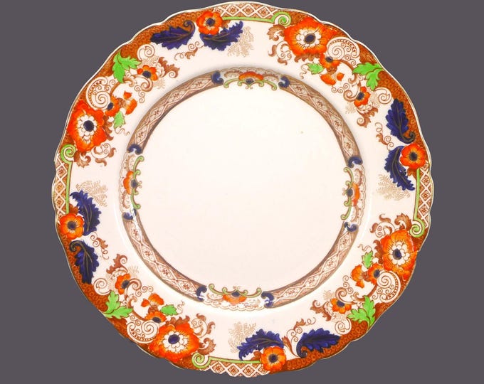 Art-deco era Wedgwood | Crown Derby Ware 334 Old Castle Imari-style dinner plate made in England.