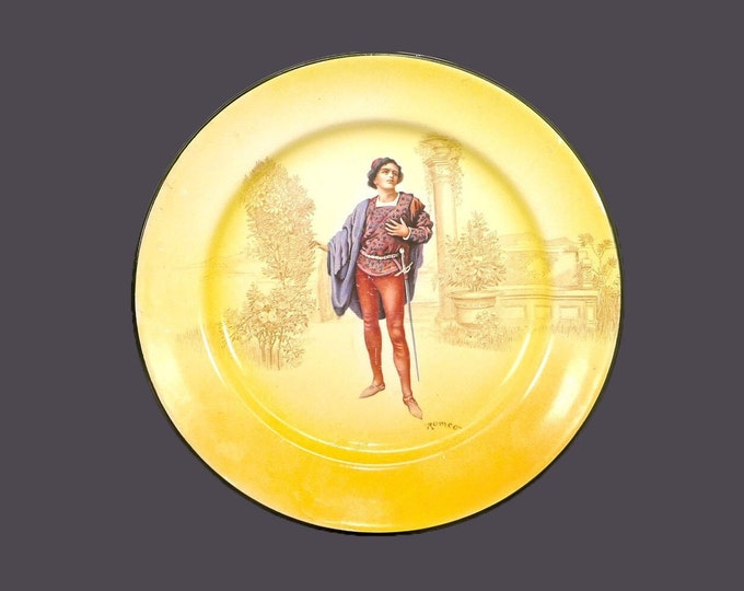 Antique Royal Doulton Romeo large dinner plate. Doulton Shakespeare Series made in England. Minor flaws (see below).
