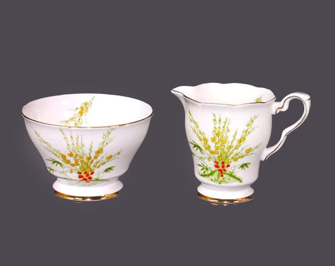 Royal Stafford Broom 6567 bone china creamer and open sugar bowl set made in England.