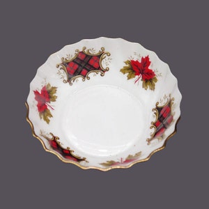 Royal Adderley Maple Leaf Tartan nut, candy, bon-bon, trinket, ring dish. Bone china made in England.