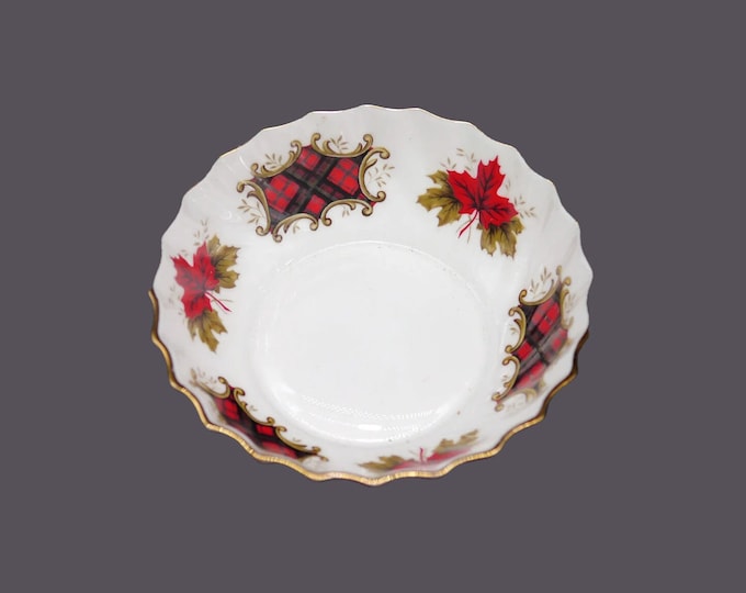 Royal Adderley Maple Leaf Tartan nut, candy, bon-bon, trinket, ring dish. Bone china made in England.