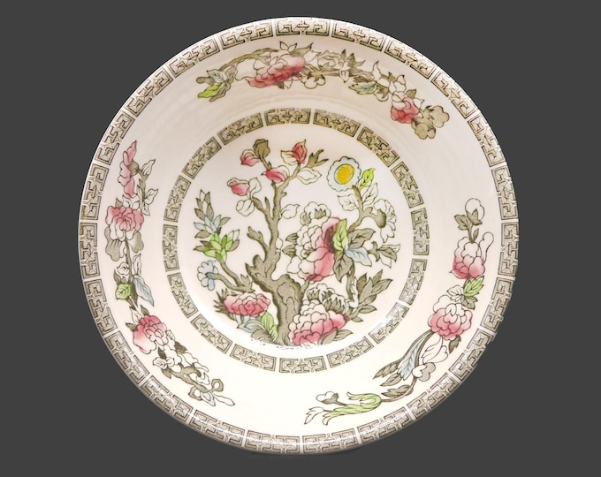 Johnson Brothers Indian Tree coupe cereal bowl. Classic Chinoiserie made in England.  Greek Key on Cream | off-white. Sold individually.
