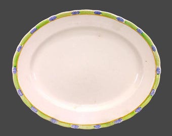Art-deco era HK Tunstall oval serving platter: Blue and Green Shell Design, England