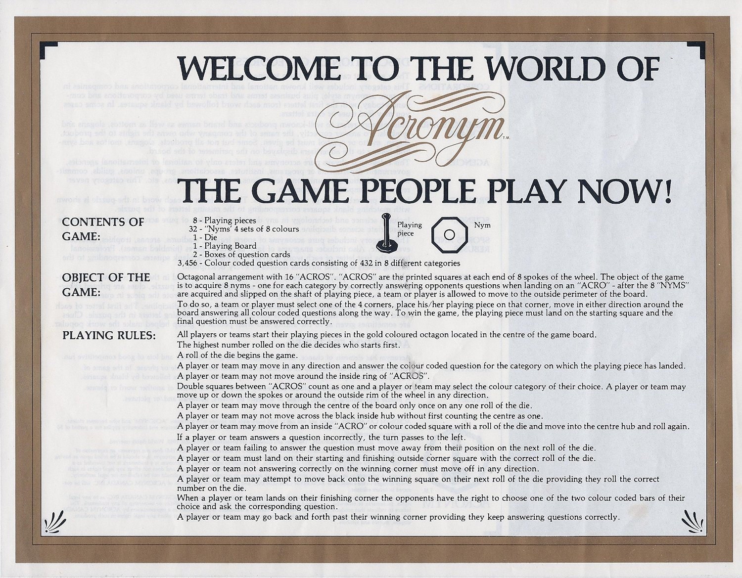 Acronym Board Game Published in Canada by Tomy Inc. Rare Game. Etsy