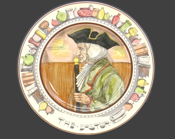 Antique Royal Doulton D6281 The Doctor character plate made in England. Doulton Professsionals series.