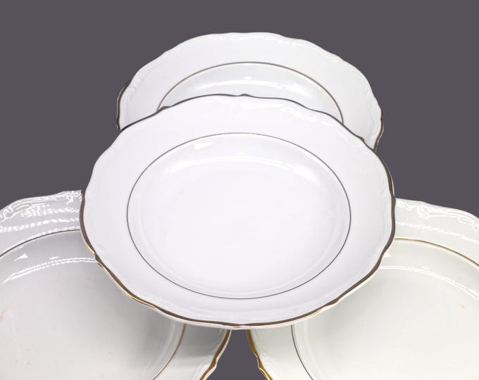 Four Walbrzych Glory rimmed soup bowls made in Poland.
