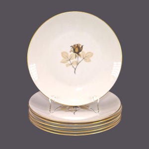 Six Rosenthal Continental Shadow Rose salad plates made in Germany.