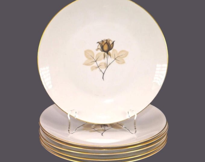Six Rosenthal Continental Shadow Rose salad plates made in Germany.