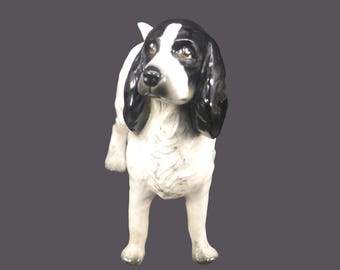 Vintage Beswick Cocker Spaniel Figurine: Black & White Ceramic Dog, Made in England