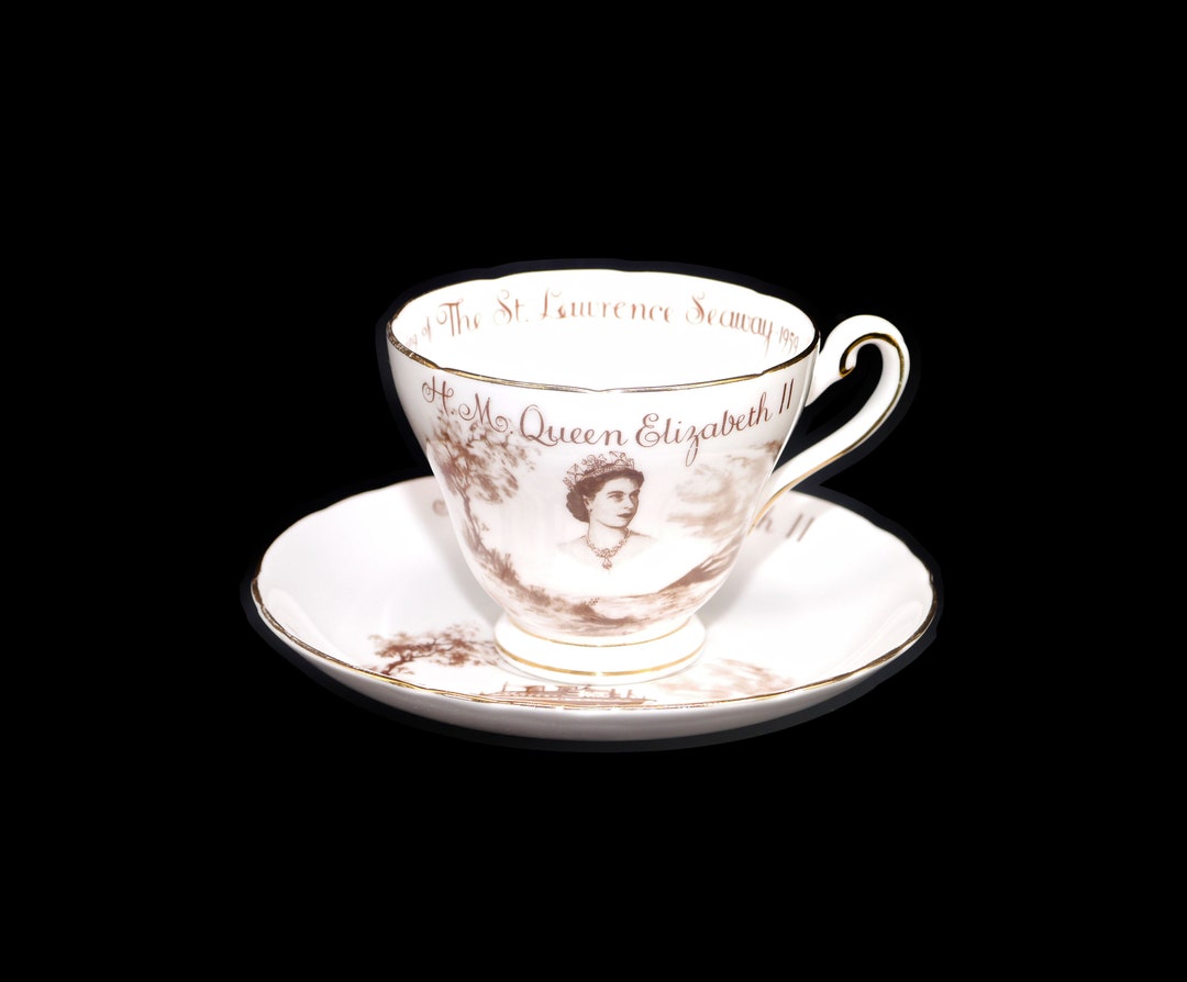 Tuscan China Queen Elizabeth II Opening of the St. Lawrence Seaway Bone China Cup and Saucer Set