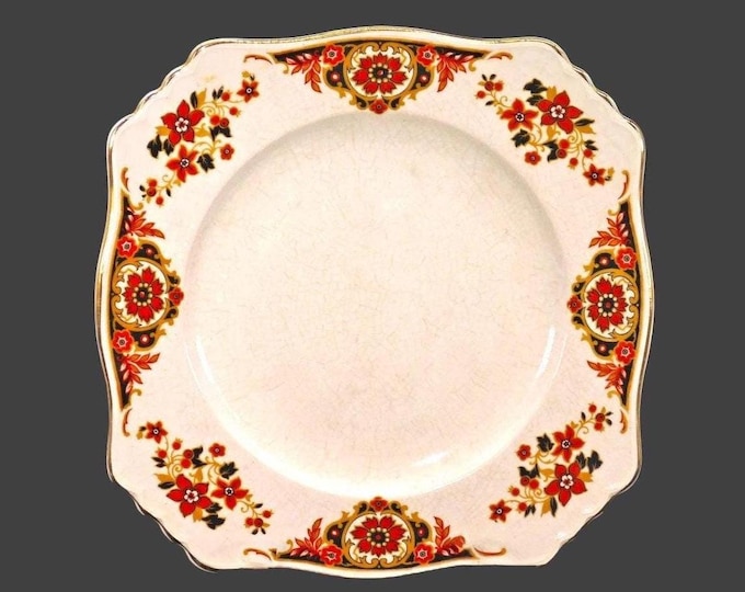 Royal Winton Grimwades 6152 square luncheon or snack plate. Royal Ivory Ware made in England. No red verge band.