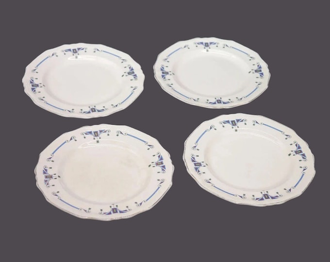 Four art-deco era Alfred Meakin Orient bread plates made in England. Flaws (see below).