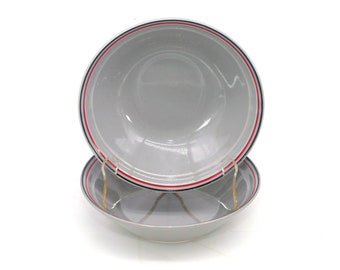 Vintage Mikasa Red Track Stoneware Cereal Bowls: Just Desserts, Japan (Pair)