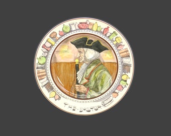 Antique Royal Doulton D6281 The Doctor character plate made in England. Doulton Professsionals series.