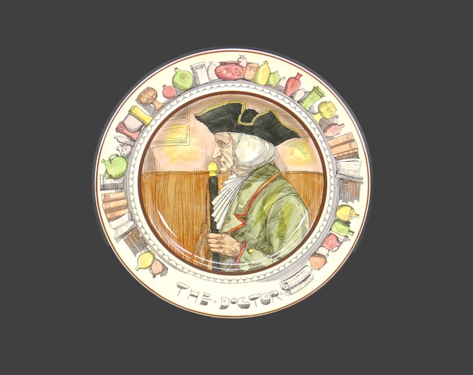 Antique Royal Doulton D6281 The Doctor character plate made in England. Doulton Professsionals series.