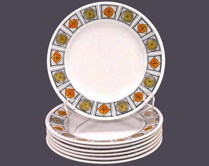 Seven retro Broadhurst Michelle bread plates. Kathie Winkle design made in England.