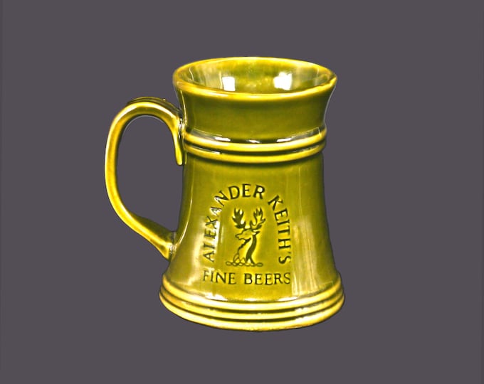 Alexander Keith's Fine Beers ceramic beer stein | tankard. Green glaze. Gift for him. Gift for dad.