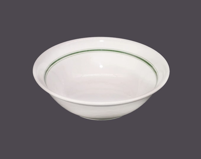 Ridgway Potteries round serving bowl. Green bands on white. Vitrified Hotelware made in England.