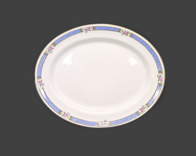Antique Simpsons Potters 5460 oval turkey platter. Solian Ware ironstone made in England.