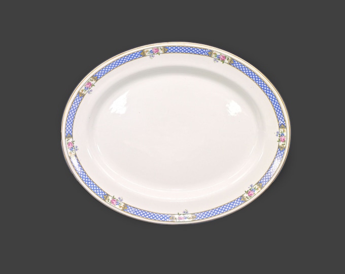 Antique Simpsons Potters 5460 oval turkey platter. Solian Ware ironstone made in England.