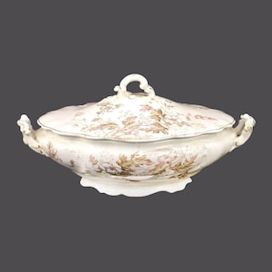 Antique J&G Meakin Tureen: Autumn Tints Covered Serving Bowl