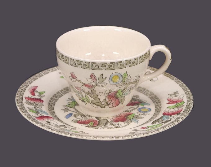 Johnson Brothers Indian Tree dessert plate and orphan cup made in England. Different decades (see below).
