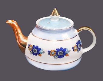 Vintage Gibsons England Teapot: Blue Luster Dogwood Tea for One