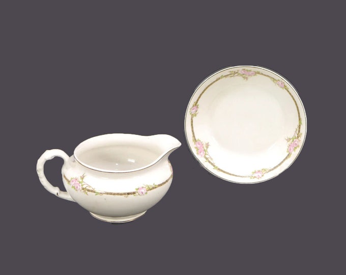 Antique art-nouveau Johnson Brothers JB467 dessert bowl and creamer jug made in England.