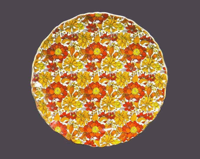 Vintage James Kent Old Foley Dinner Plate: Floral Chintz, Gold Edge. England.