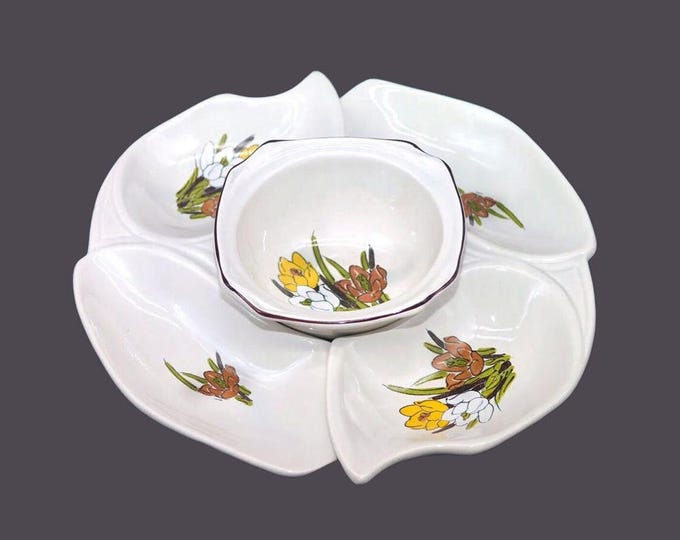 California Originals 1032, 1033 three-part lazy Susan chip n dip | nacho set made in USA.