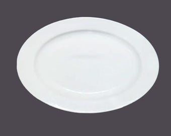 Vintage Lubiana Kaszub all-white oval steak or burger platter. Hotelware made Poland.