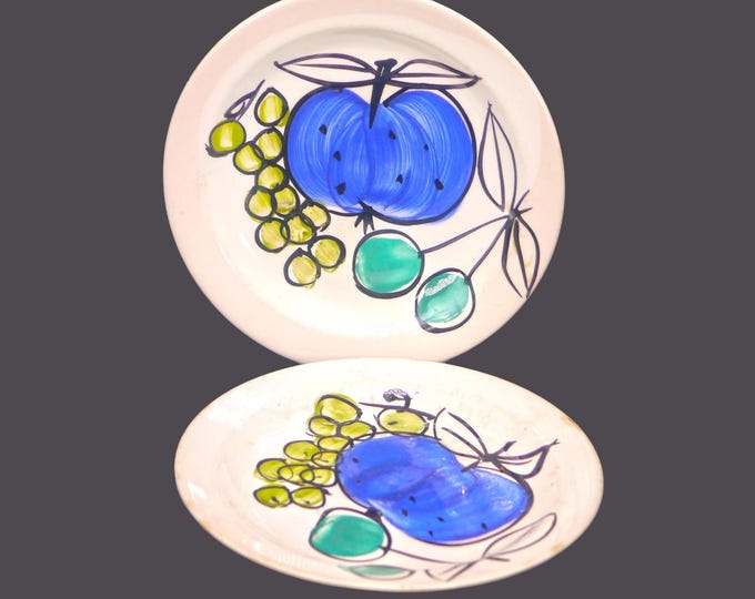 Pair of Vera Neumann for Island Worcester Salad Days bread plates. Hand-painted, made in Jamaica. Flaws (see below).