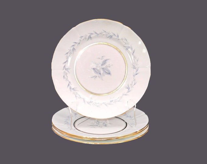 Four Northumbria AG Morning Mist bone china dinner plates made in England.