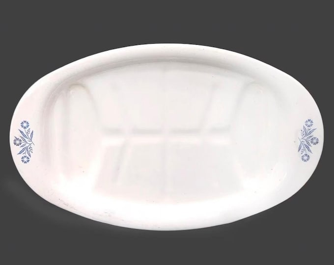 Corelle Corning Cornflower Blue P19 oval meat roasting and carving platter made in the USA. Oven marks (see below).