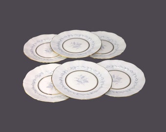 Six Northumbria Morning Mist salad plates. Bone china made in England.