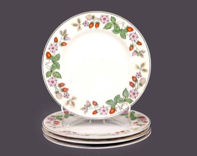 Four Northland Fine China bread plates made in Japan. Flowers and strawberries.